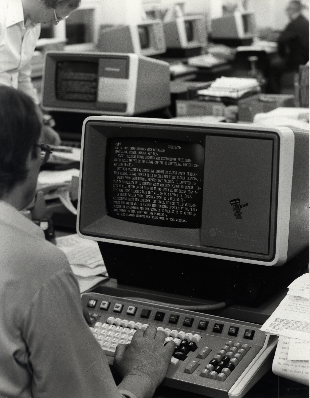 MUNICH -- The RFE/RL Central News Department functions 24 hours a day, 365 days a year, with modern, computerized visual display terminals, permitting the processing of more than one million words of incoming news copy each day from the world's major news agencies and RFE/RL news bureaus in Western capitals.